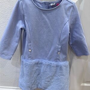 Janie & Jack Light Blue Dress with Faux Fur Hem